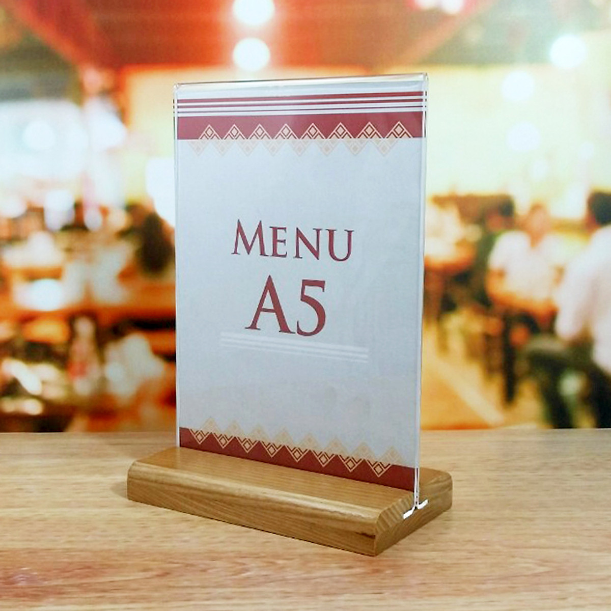 Menu mica đế gỗ